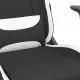 Масажен гейминг стол с опора за крака черно и бяло плат