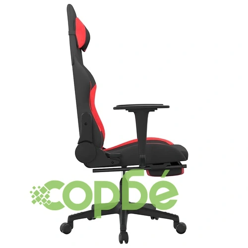 Масажен гейминг стол с опора за крака черно и червено плат ➤ топ цена ➤ sorbe.bg