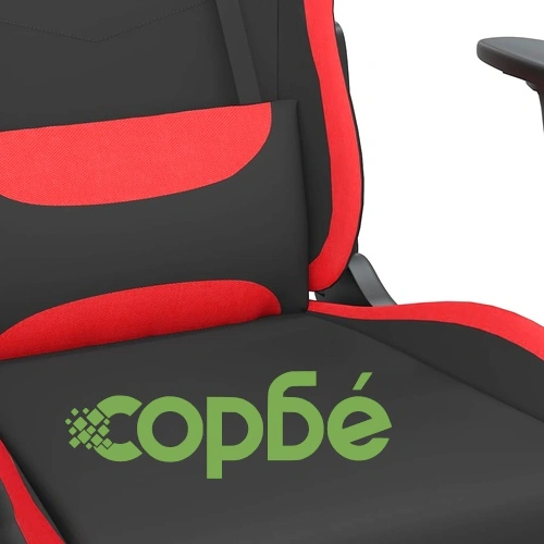 Масажен гейминг стол с опора за крака черно и червено плат ➤ топ цена ➤ sorbe.bg