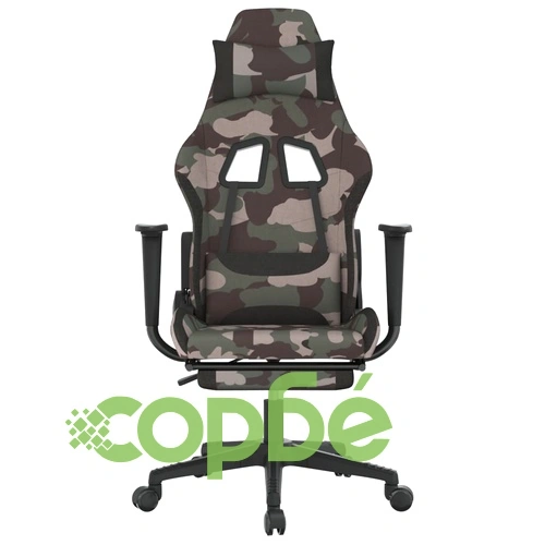 Масажен гейминг стол с опора за крака черно и камуфлаж плат ➤ топ цена ➤ sorbe.bg