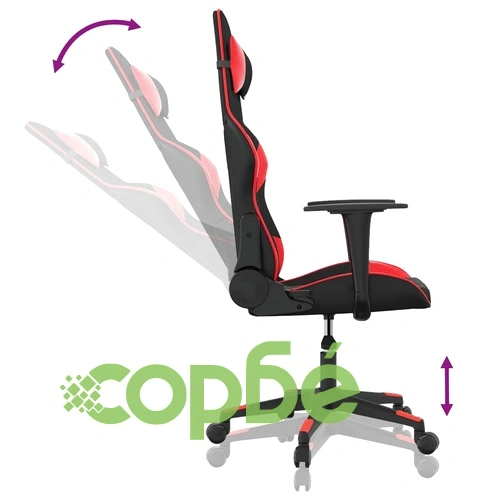 Масажен гейминг стол, черно и червено, изкуствена кожа ➤ топ цена ➤ sorbe.bg