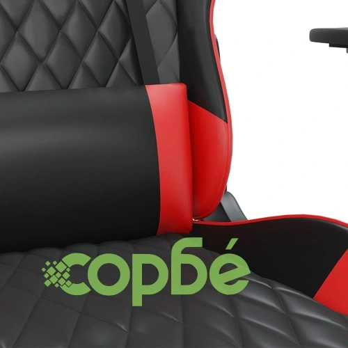 Масажен гейминг стол, черно и червено, изкуствена кожа ➤ топ цена ➤ sorbe.bg