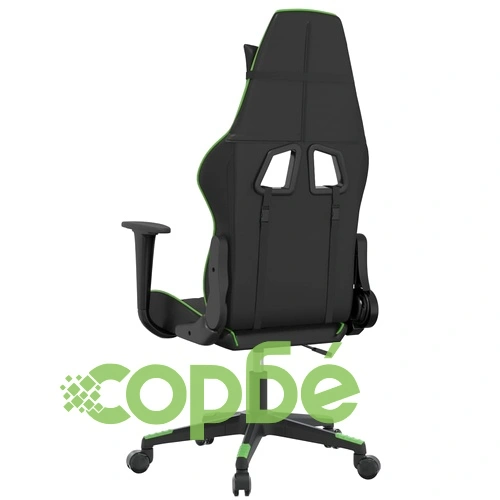 Масажен гейминг стол, черно и зелено, изкуствена кожа ➤ топ цена ➤ sorbe.bg