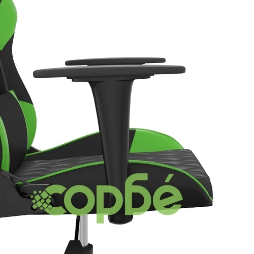 Масажен гейминг стол, черно и зелено, изкуствена кожа ➤ топ цена ➤ sorbe.bg