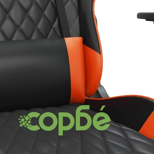 Масажен гейминг стол, черно и оранжево, изкуствена кожа ➤ топ цена ➤ sorbe.bg