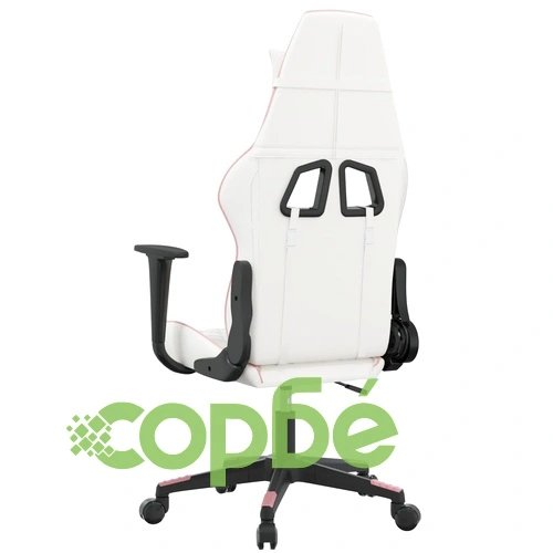 Масажен гейминг стол, бяло и розово, изкуствена кожа ➤ топ цена ➤ sorbe.bg