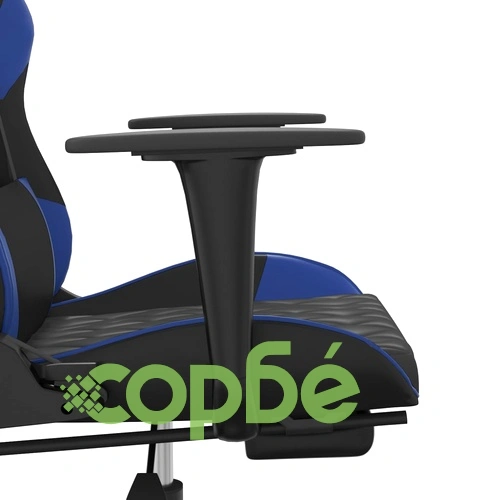 Масажен гейминг стол с опора за крака черно-син изкуствена кожа ➤ топ цена ➤ sorbe.bg