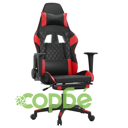 Масажен гейминг стол с подложка черно и червено изкуствена кожа ➤ топ цена ➤ sorbe.bg