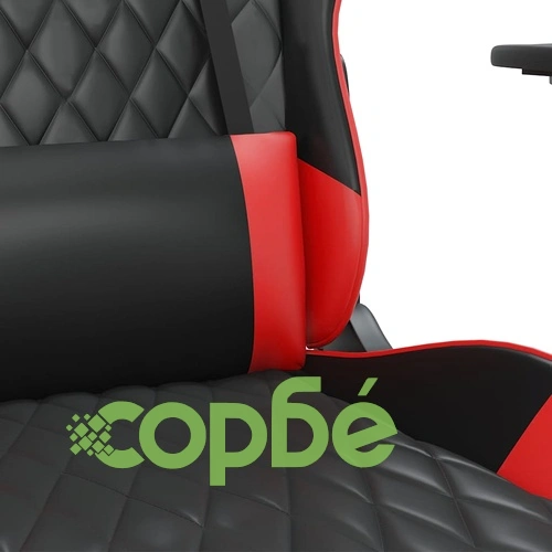 Масажен гейминг стол с подложка черно и червено изкуствена кожа ➤ топ цена ➤ sorbe.bg