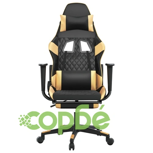 Масажен гейминг стол с подложка черно/златисто изкуствена кожа ➤ топ цена ➤ sorbe.bg