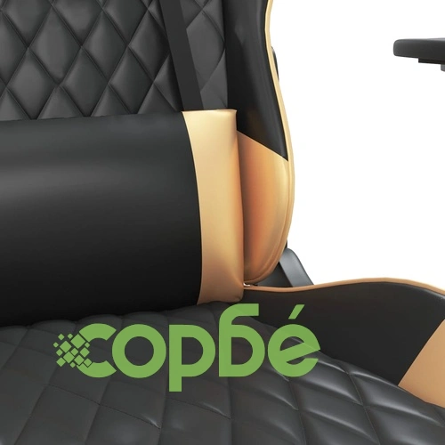 Масажен гейминг стол с подложка черно/златисто изкуствена кожа ➤ топ цена ➤ sorbe.bg