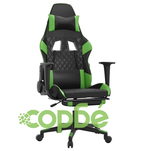 Масажен гейминг стол с подложка черно и зелено изкуствена кожа ➤ топ цена ➤ sorbe.bg