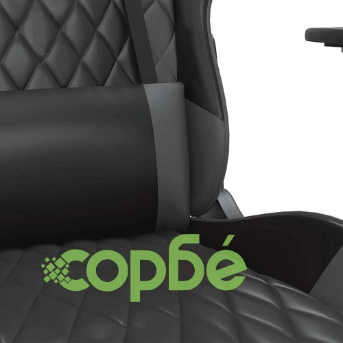 Масажен гейминг стол с подложка черно и cиво изкуствена кожа ➤ топ цена ➤ sorbe.bg