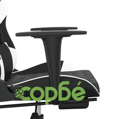 Масажен гейминг стол с опора за крака черно-бял изкуствена кожа ➤ топ цена ➤ sorbe.bg