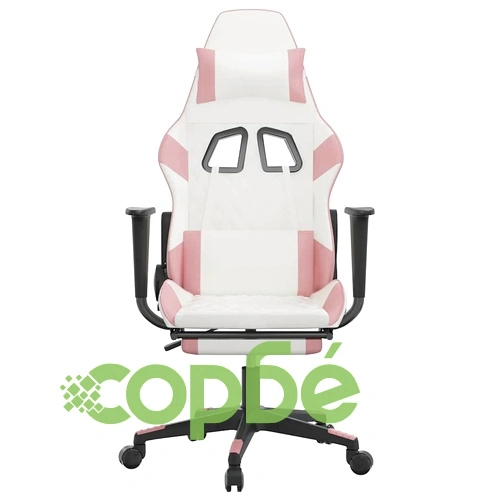 Масажен гейминг стол с подложка бяло и розово изкуствена кожа ➤ топ цена ➤ sorbe.bg