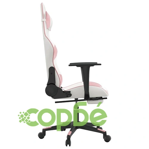 Масажен гейминг стол с подложка бяло и розово изкуствена кожа ➤ топ цена ➤ sorbe.bg