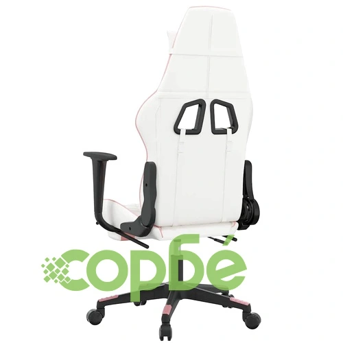 Масажен гейминг стол с подложка бяло и розово изкуствена кожа ➤ топ цена ➤ sorbe.bg