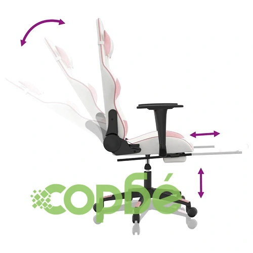 Масажен гейминг стол с подложка бяло и розово изкуствена кожа ➤ топ цена ➤ sorbe.bg