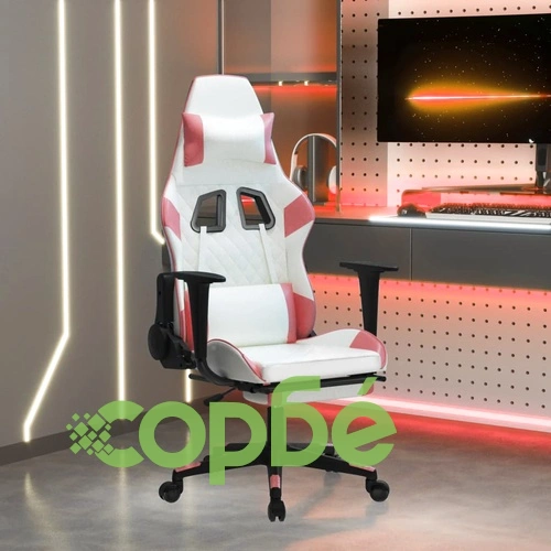 Масажен гейминг стол с подложка бяло и розово изкуствена кожа ➤ топ цена ➤ sorbe.bg