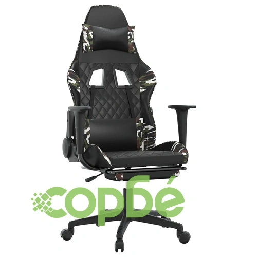 Масажен гейминг стол с опора черно-камуфлаж изкуствена кожа ➤ топ цена ➤ sorbe.bg