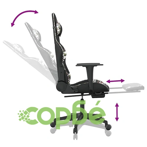 Масажен гейминг стол с опора черно-камуфлаж изкуствена кожа ➤ топ цена ➤ sorbe.bg