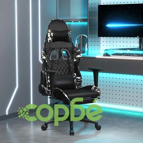 Масажен гейминг стол с опора черно-камуфлаж изкуствена кожа ➤ топ цена ➤ sorbe.bg