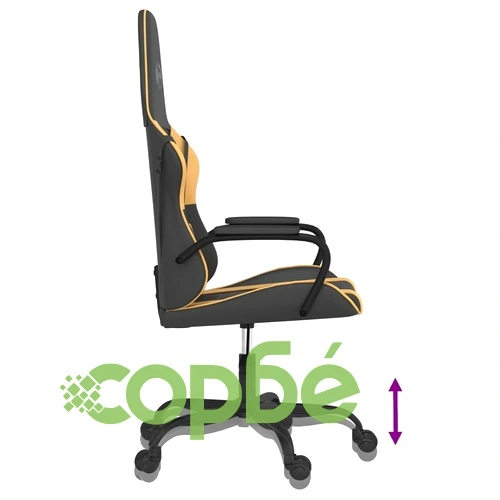 Масажен гейминг стол черно/златисто изкуствена кожа ➤ топ цена ➤ sorbe.bg