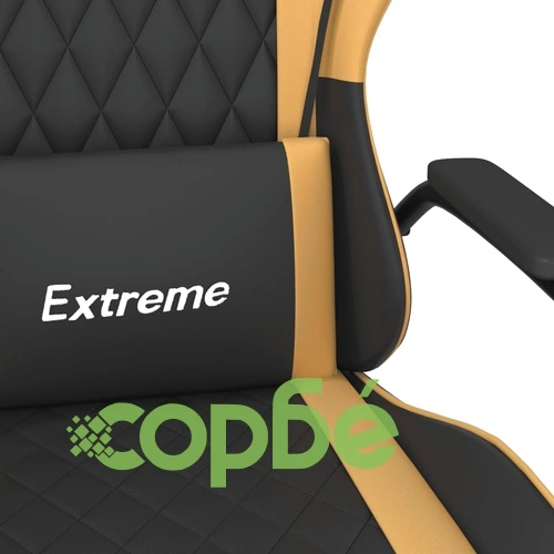 Масажен гейминг стол черно/златисто изкуствена кожа ➤ топ цена ➤ sorbe.bg