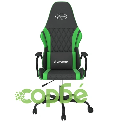 Масажен гейминг стол, черно и зелено, изкуствена кожа ➤ топ цена ➤ sorbe.bg