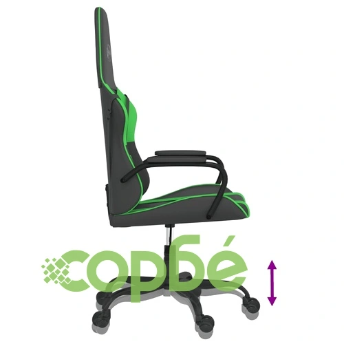 Масажен гейминг стол, черно и зелено, изкуствена кожа ➤ топ цена ➤ sorbe.bg