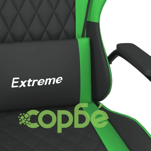 Масажен гейминг стол, черно и зелено, изкуствена кожа ➤ топ цена ➤ sorbe.bg