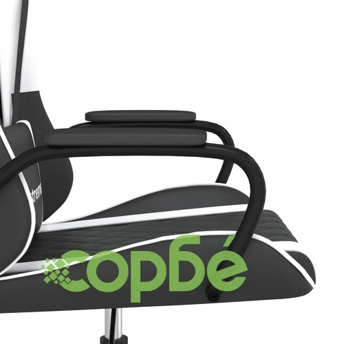 Масажен гейминг стол, черно и бяло, изкуствена кожа ➤ топ цена ➤ sorbe.bg