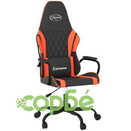 Масажен гейминг стол, черно и оранжево, изкуствена кожа ➤ топ цена ➤ sorbe.bg