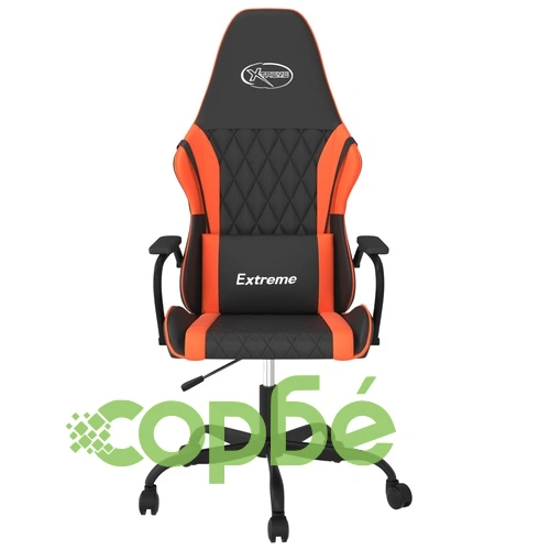 Масажен гейминг стол, черно и оранжево, изкуствена кожа ➤ топ цена ➤ sorbe.bg