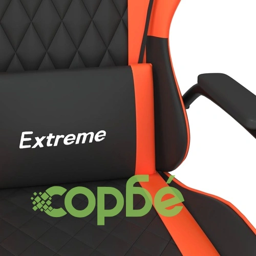 Масажен гейминг стол, черно и оранжево, изкуствена кожа ➤ топ цена ➤ sorbe.bg