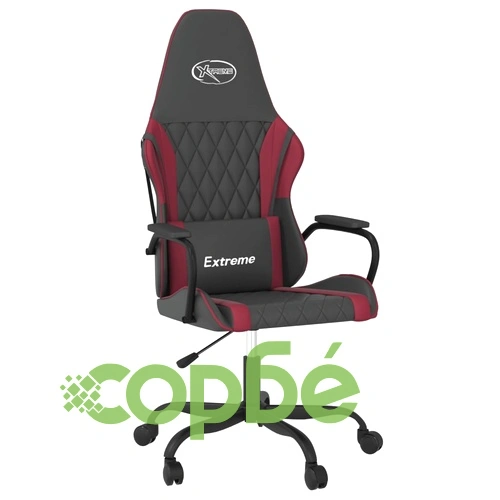 Масажен гейминг стол, черно и виненочервено, изкуствена кожа ➤ топ цена ➤ sorbe.bg