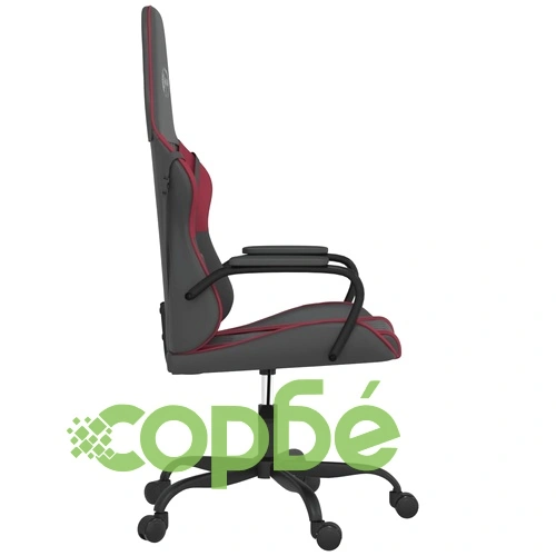 Масажен гейминг стол, черно и виненочервено, изкуствена кожа ➤ топ цена ➤ sorbe.bg