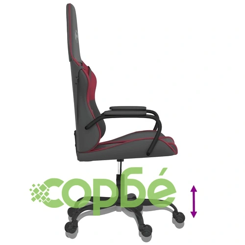 Масажен гейминг стол, черно и виненочервено, изкуствена кожа ➤ топ цена ➤ sorbe.bg