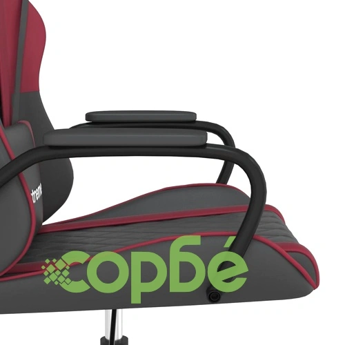 Масажен гейминг стол, черно и виненочервено, изкуствена кожа ➤ топ цена ➤ sorbe.bg