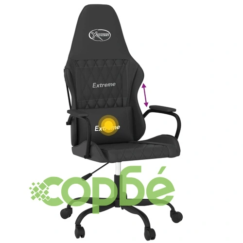 Масажен гейминг стол, черен, изкуствена кожа ➤ топ цена ➤ sorbe.bg