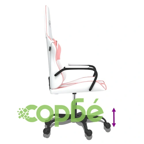 Масажен гейминг стол, бяло и розово, изкуствена кожа ➤ топ цена ➤ sorbe.bg