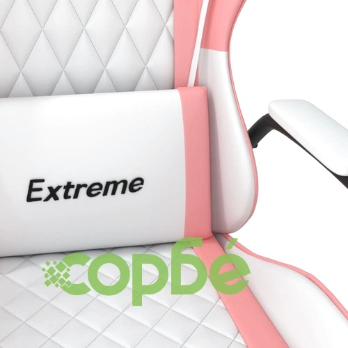 Масажен гейминг стол, бяло и розово, изкуствена кожа ➤ топ цена ➤ sorbe.bg