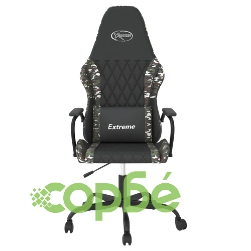 Масажен гейминг стол, черно и камуфлаж, изкуствена кожа ➤ топ цена ➤ sorbe.bg