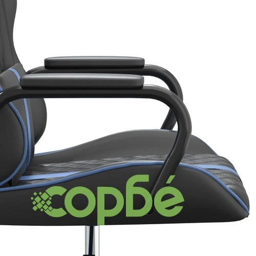 Масажен гейминг стол, синьо и черно, изкуствена кожа ➤ топ цена ➤ sorbe.bg