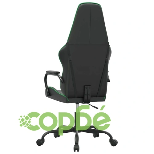 Масажен гейминг стол, черно и зелено, изкуствена кожа ➤ топ цена ➤ sorbe.bg