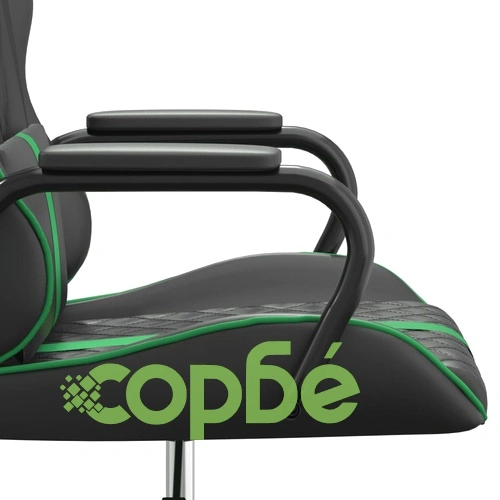 Масажен гейминг стол, черно и зелено, изкуствена кожа ➤ топ цена ➤ sorbe.bg