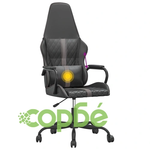 Масажен гейминг стол, черен и сив, изкуствена кожа ➤ топ цена ➤ sorbe.bg