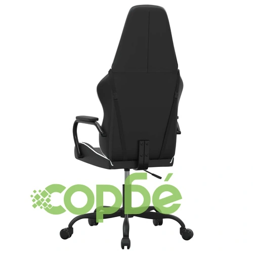 Масажен гейминг стол, бяло и черно, изкуствена кожа ➤ топ цена ➤ sorbe.bg