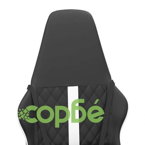 Масажен гейминг стол, бяло и черно, изкуствена кожа ➤ топ цена ➤ sorbe.bg