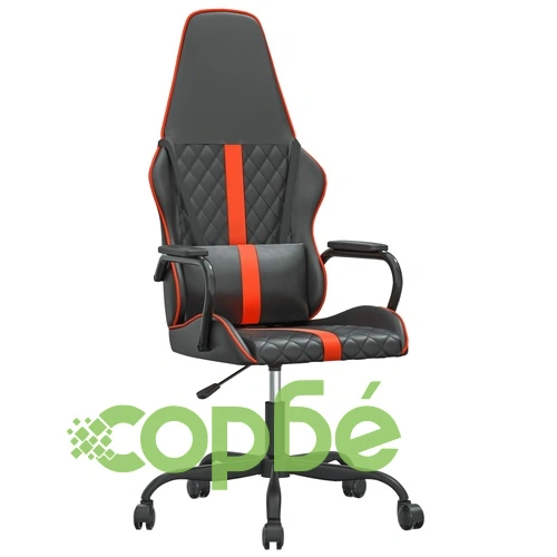 Масажен гейминг стол, черно и оранжево, изкуствена кожа ➤ топ цена ➤ sorbe.bg